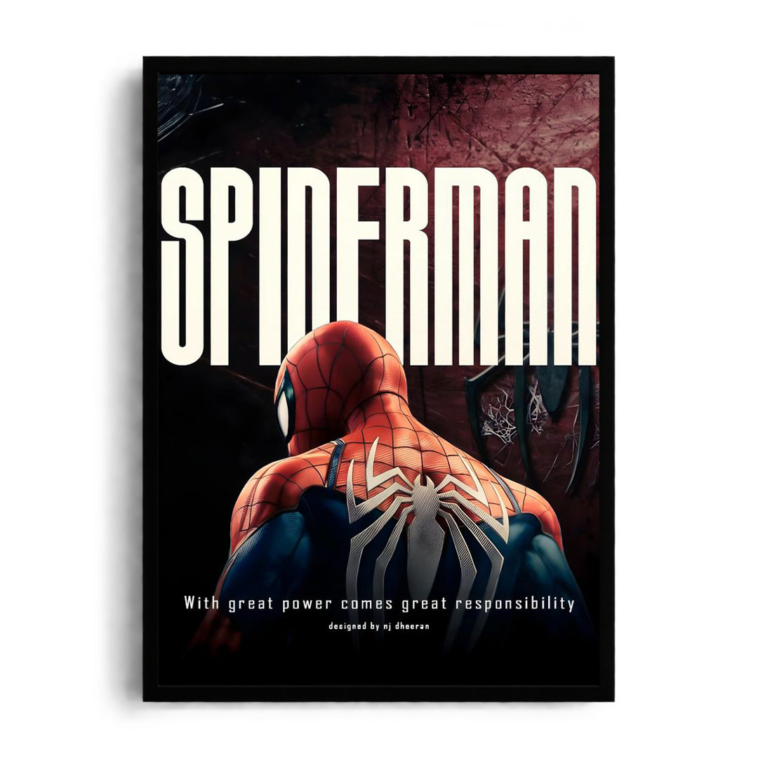 Spider-Man Retro Skyline & Responsibility Framed Art Print⁠