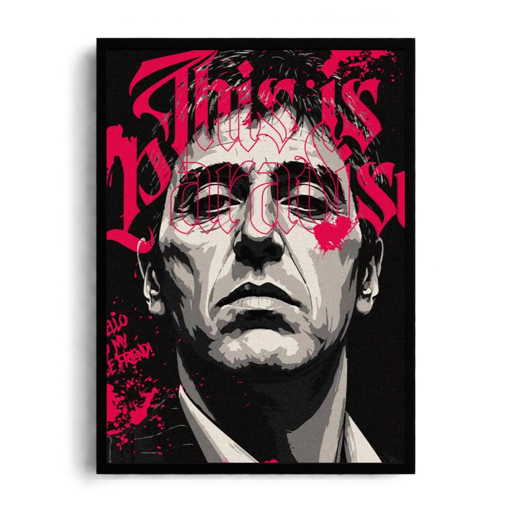 "Scarface This Is Paradise" Cinematic Gothic Street Pop Art Framed Graphic Art Poster