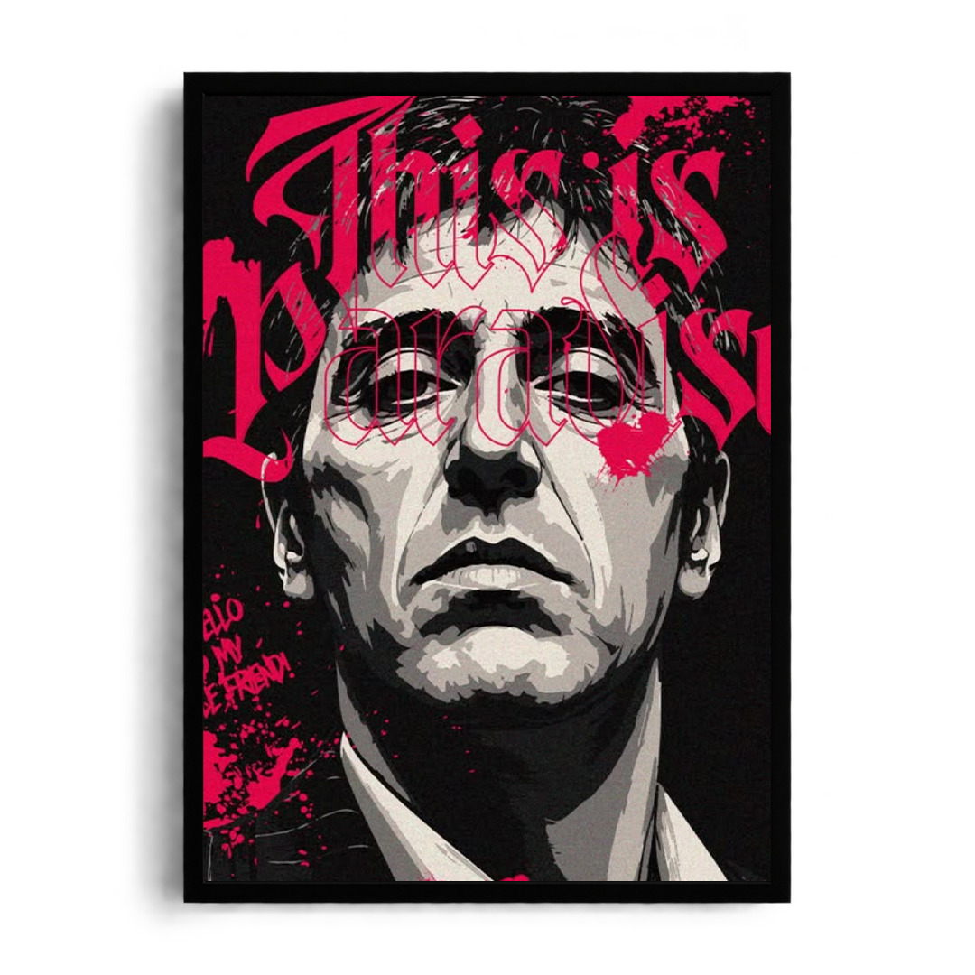 "Scarface This Is Paradise" Cinematic Gothic Street Pop Art Framed Graphic Art Poster