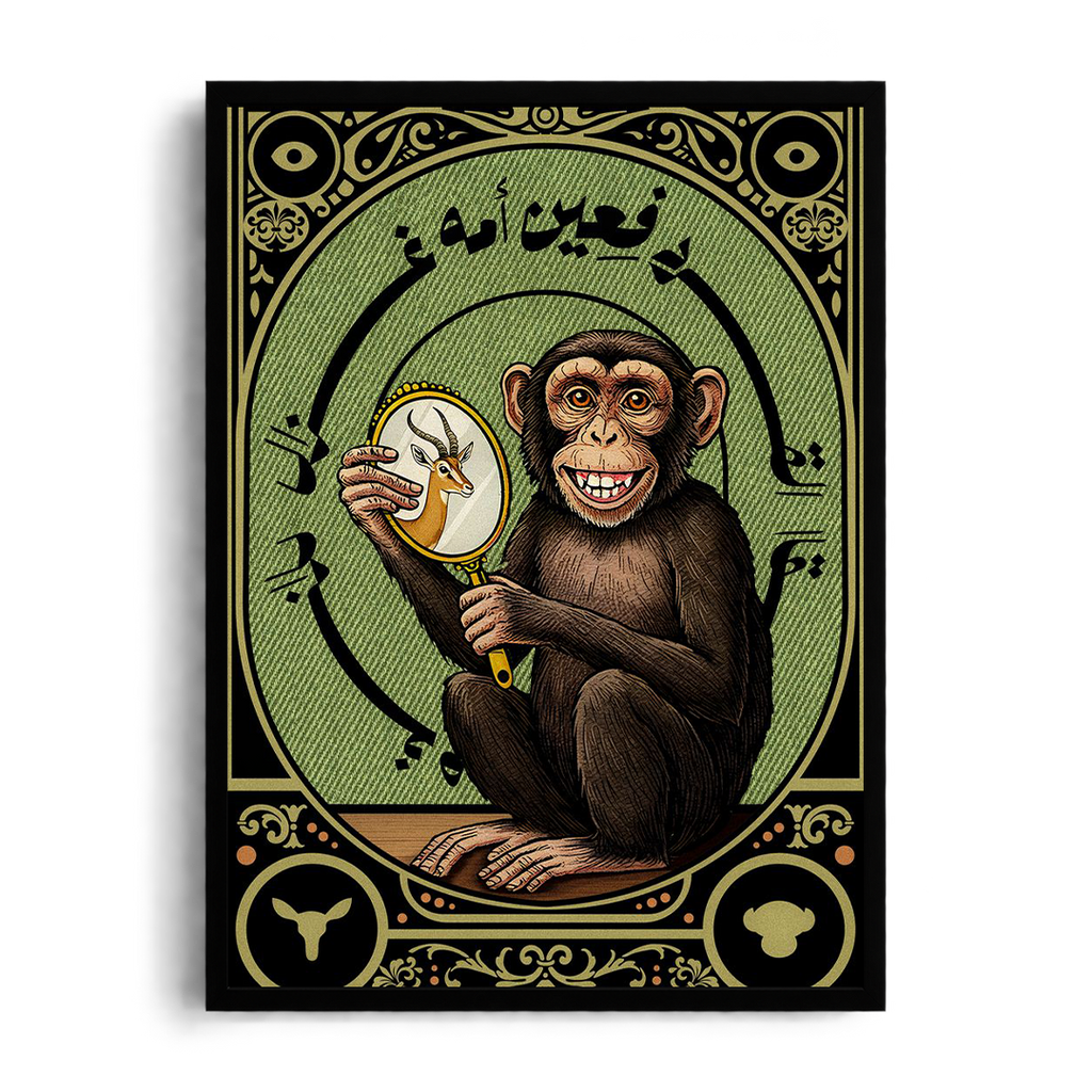 "El Qerd Fe 'Eyn Ommoh Ghazal" Egyptian Proverb Vintage Illustrated Framed Art Poster