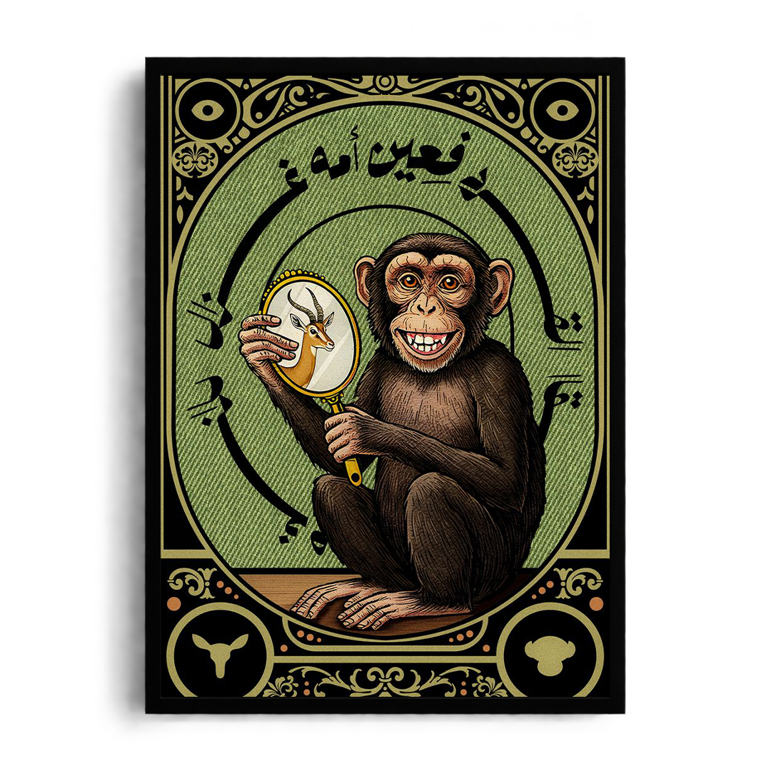 "El Qerd Fe 'Eyn Ommoh Ghazal" Egyptian Proverb Vintage Illustrated Framed Art Poster