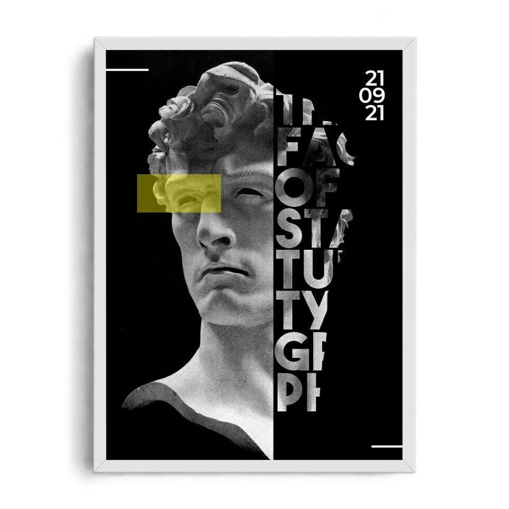 THE FACE OF STATUE" Modern Classical Art Framed Graphic Poster