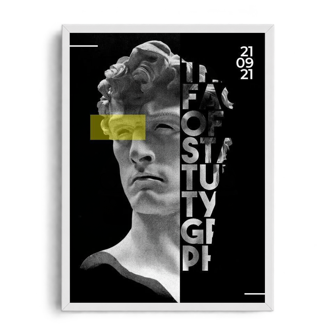 THE FACE OF STATUE" Modern Classical Art Framed Graphic Poster