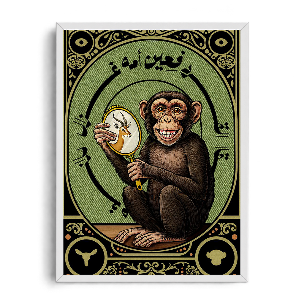 "El Qerd Fe 'Eyn Ommoh Ghazal" Egyptian Proverb Vintage Illustrated Framed Art Poster