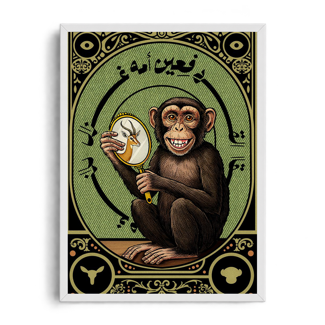 "El Qerd Fe 'Eyn Ommoh Ghazal" Egyptian Proverb Vintage Illustrated Framed Art Poster