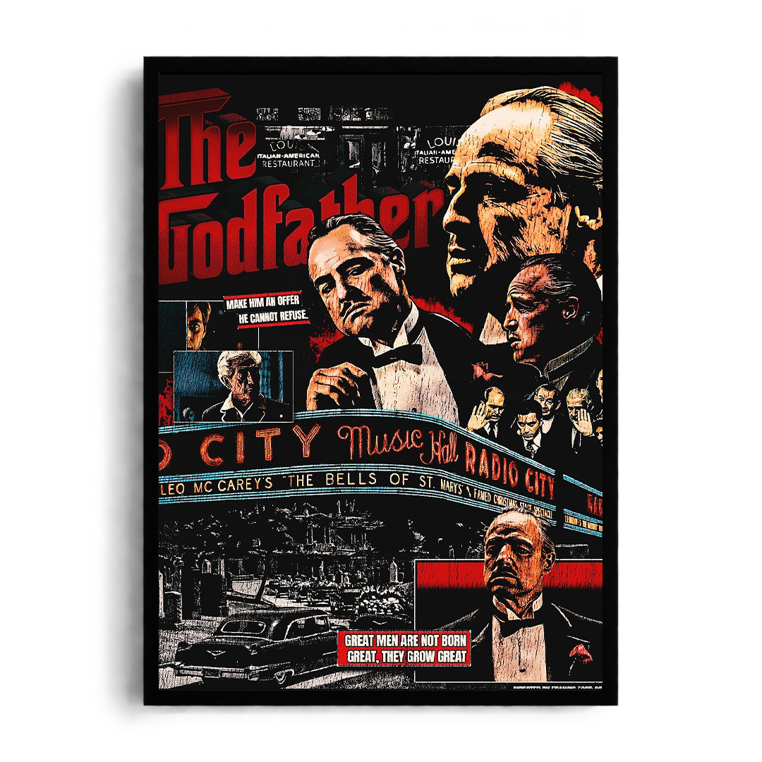 THE GODFATHER - Legacy & Power" Cinematic Collage Framed Graphic Art Poster