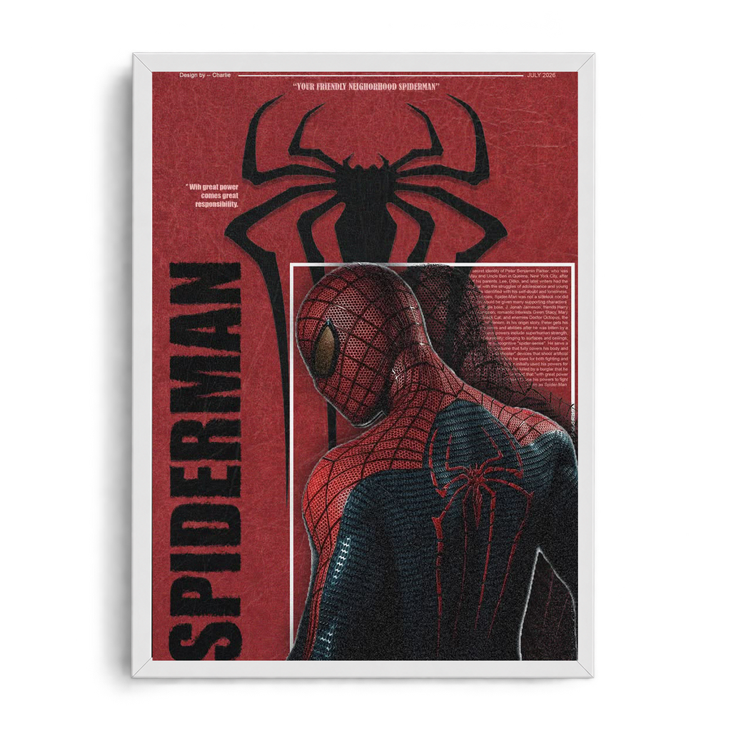Your Friendly Neighborhood" Red Minimalist Spider-Man Framed Art