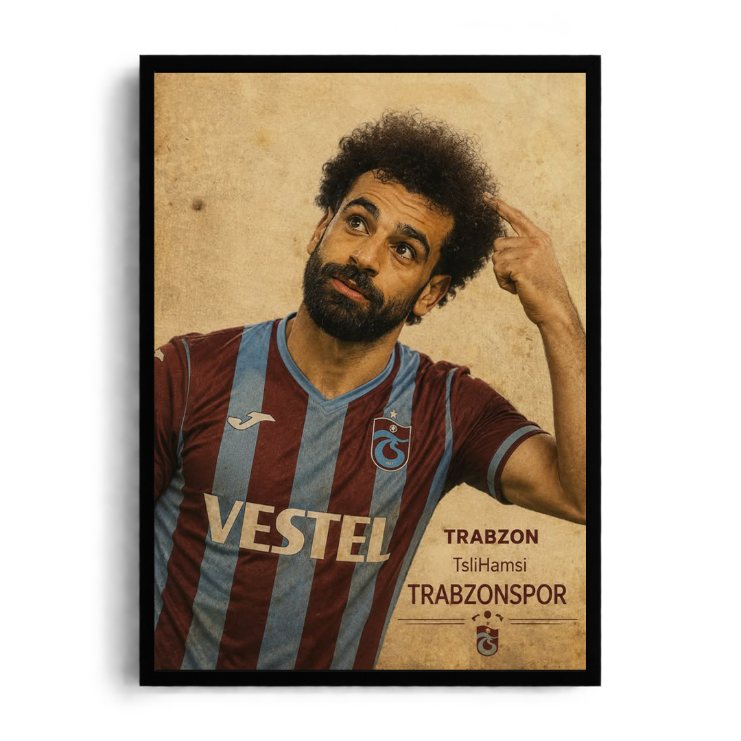 Mohamed Salah Vintage Texture Trabzonspor Retro Framed Art