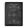 Football Pitch Blueprint & Technical Layout Framed Art Print