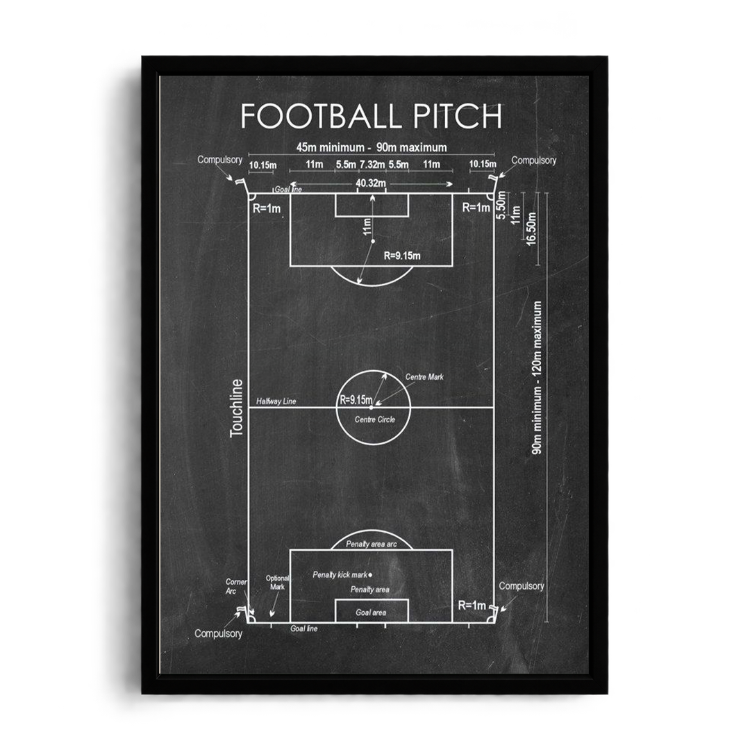Football Pitch Blueprint & Technical Layout Framed Art Print