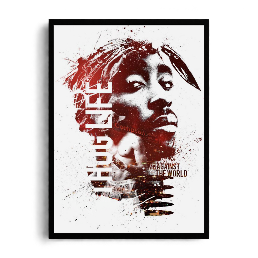 TUPAC - Thug Life & Me Against The World" Urban Splatter Framed Graphic Art Poster