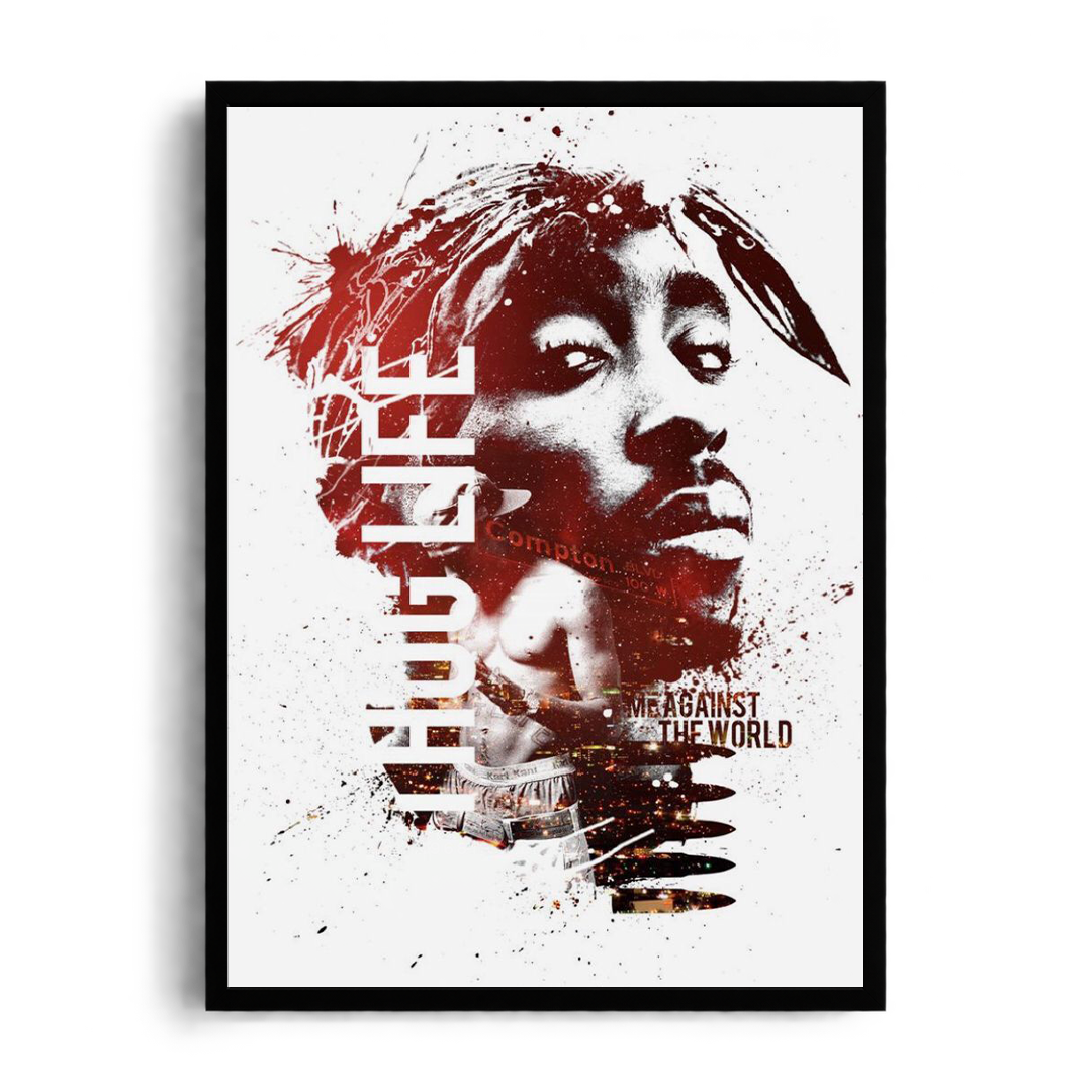 TUPAC - Thug Life & Me Against The World" Urban Splatter Framed Graphic Art Poster