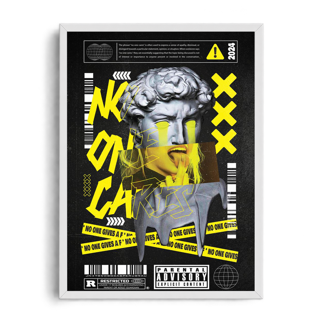 No One Cares - Classical Sculpture Cyberpunk" Modern Graphic Art Poster