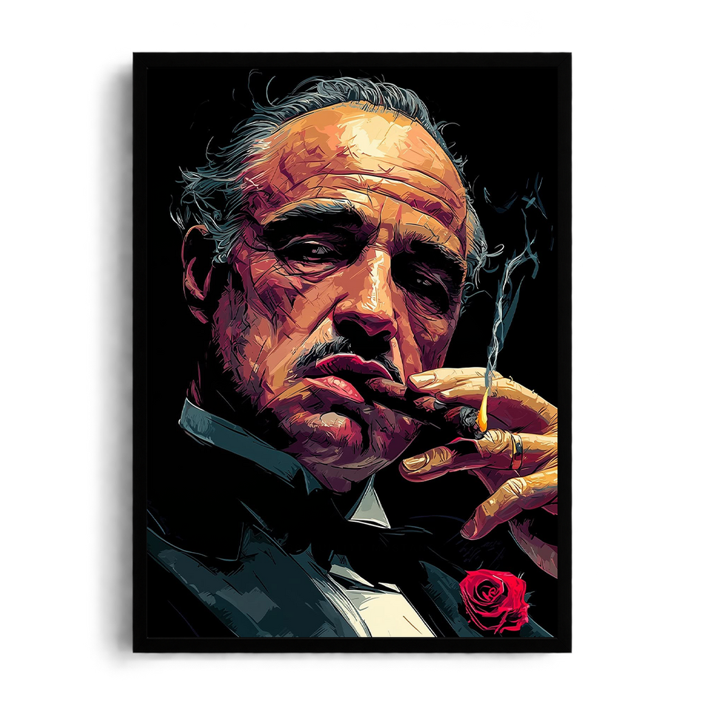 "The Godfather Don Vito Corleone" Cinematic Noir Graphic Framed Art Poster