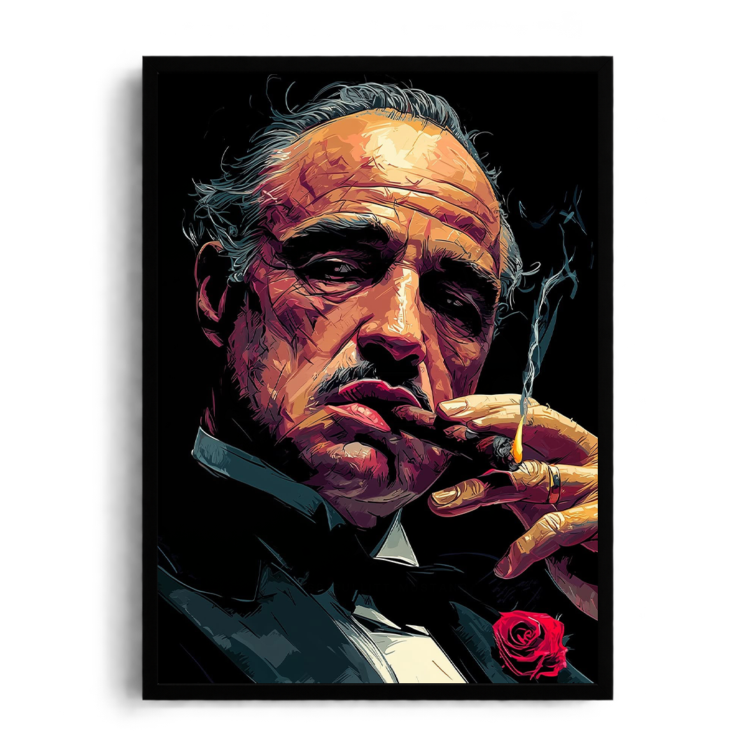 "The Godfather Don Vito Corleone" Cinematic Noir Graphic Framed Art Poster