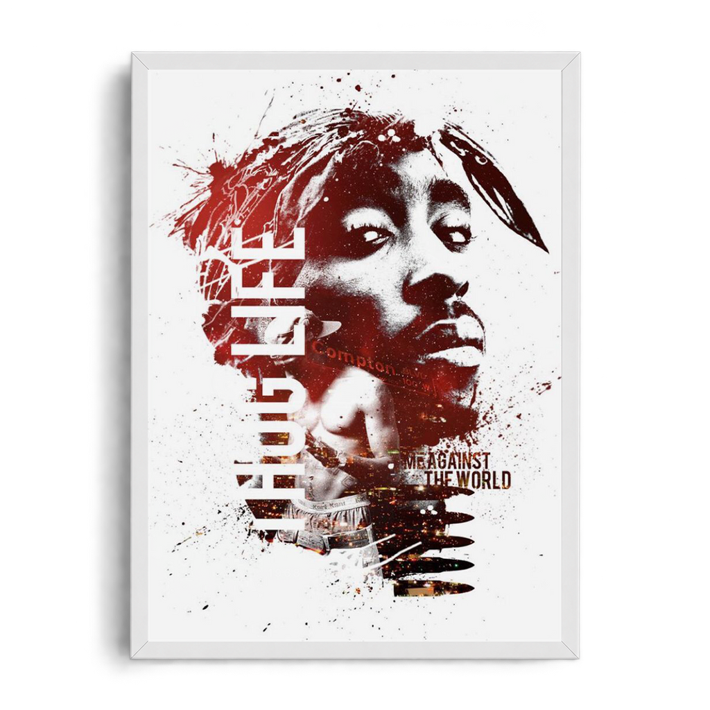 TUPAC - Thug Life & Me Against The World" Urban Splatter Framed Graphic Art Poster