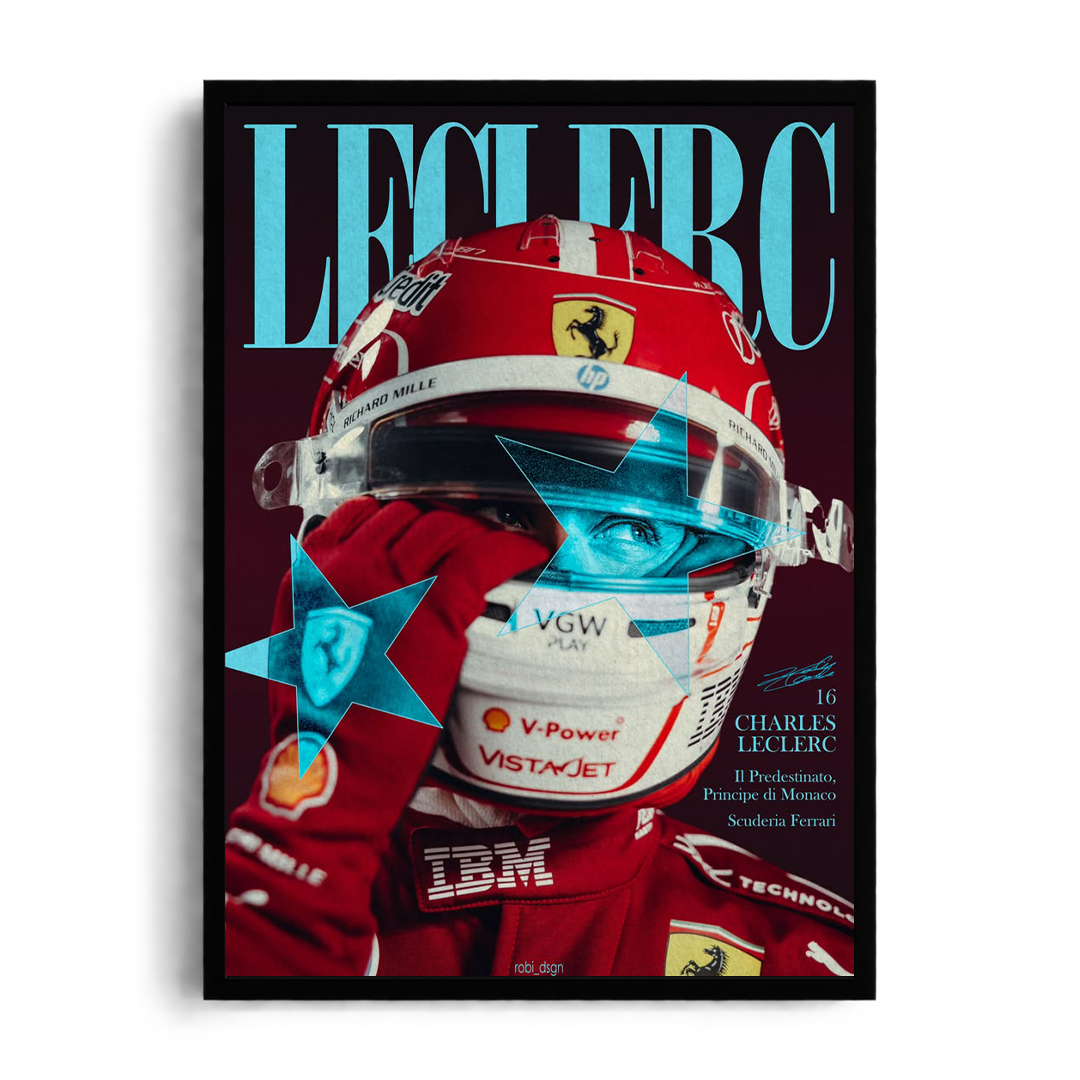 Charles Leclerc Scuderia Ferrari F1 Driver Framed Art Poster