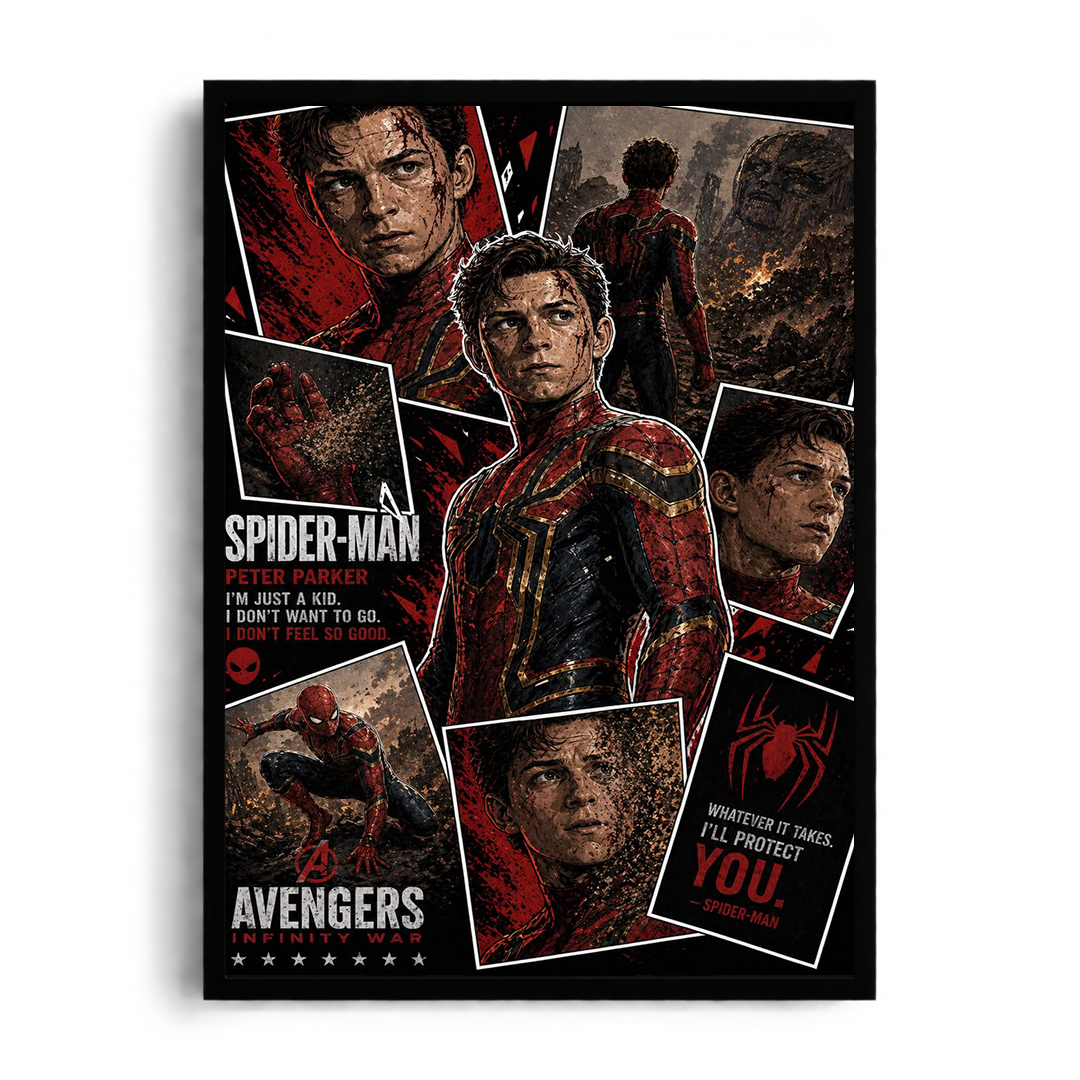 Spider-Man Infinity War Multi-Panel Comic Framed Art⁠