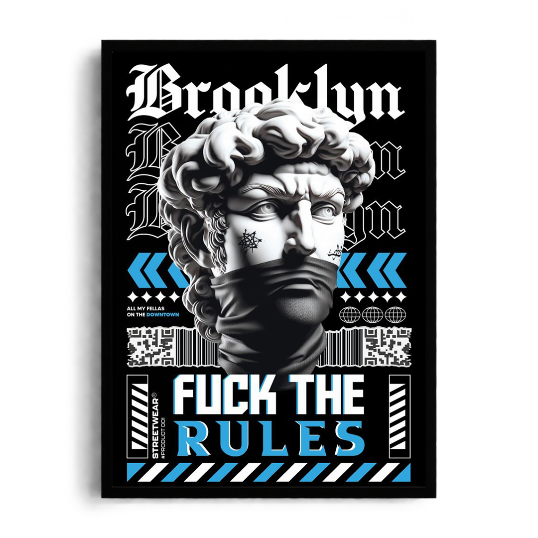Brooklyn - Break The Rules" Classical Statue Streetwear Graphic Art Poster