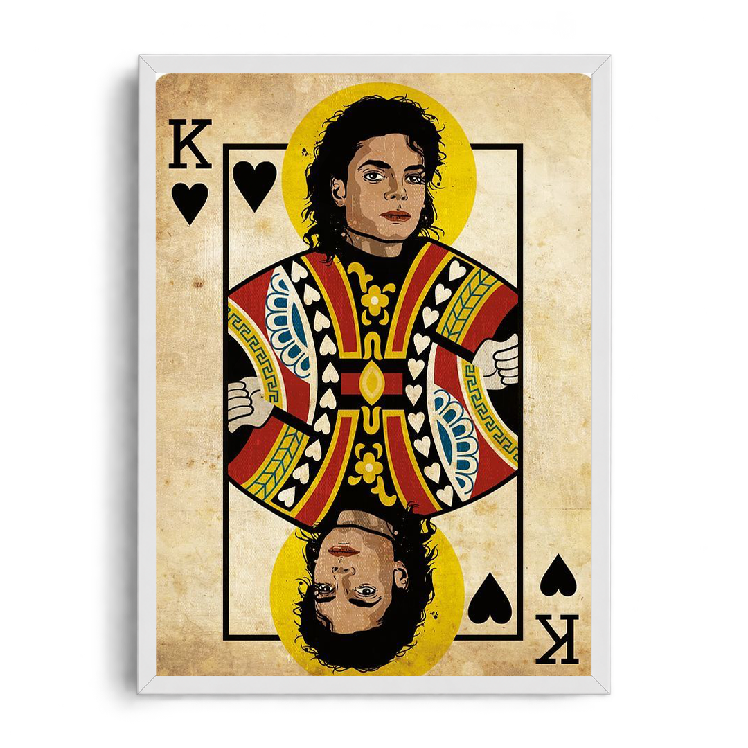 "Michael Jackson King of Hearts" Vintage Royalty Playing Card Framed Graphic Art Poster