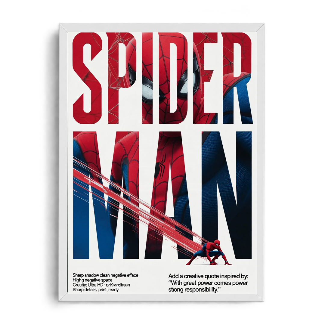 Spider-Man Typography Collage & Minimalist Framed Art⁠