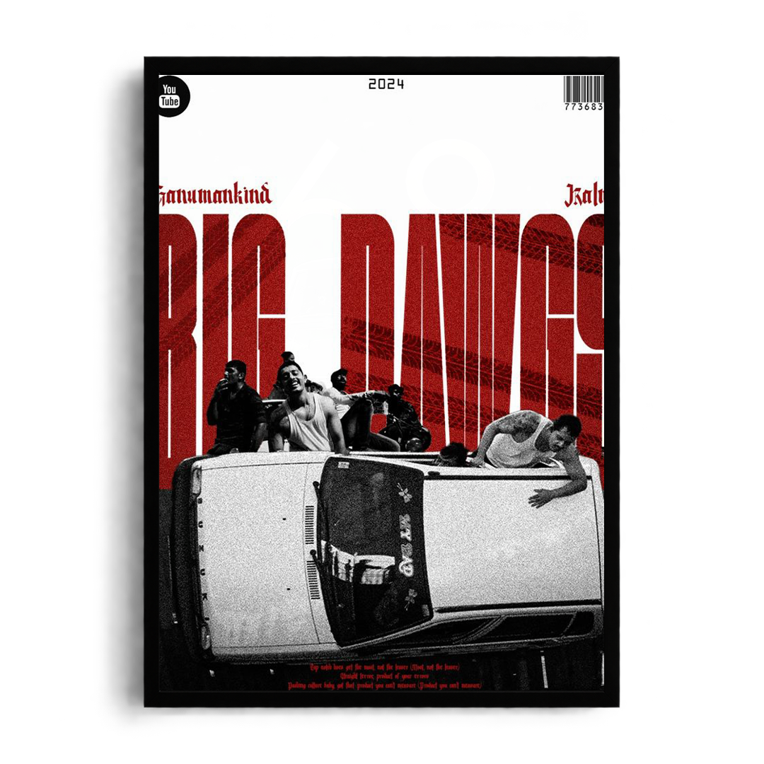 BIG DAWGS - Hanumankind & Kalmi" Streetwear Editorial Framed Graphic Art Poster