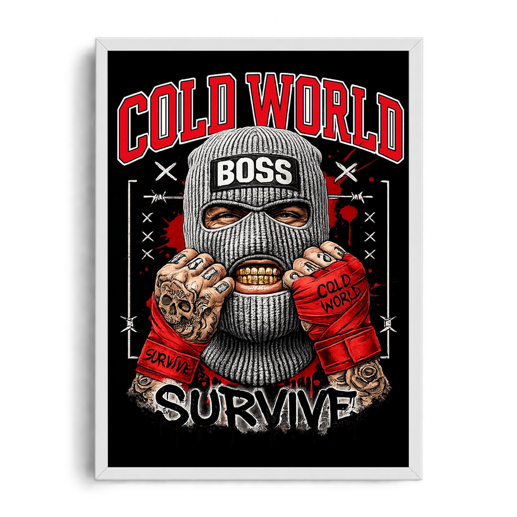 Cold World - Survive" Streetwear Fighter Graphic Art Poster