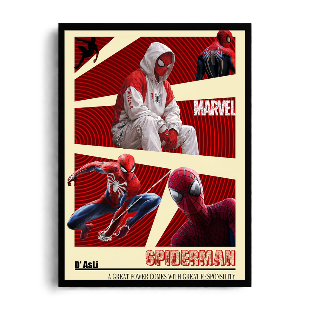 Spider-Man Multiverse Red Panels & Hoodie Edition Framed Art⁠