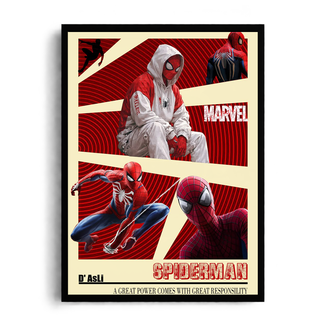 لوحة فنية مؤطرة Spider-Man Multiverse Red Panels & Hoodie Edition