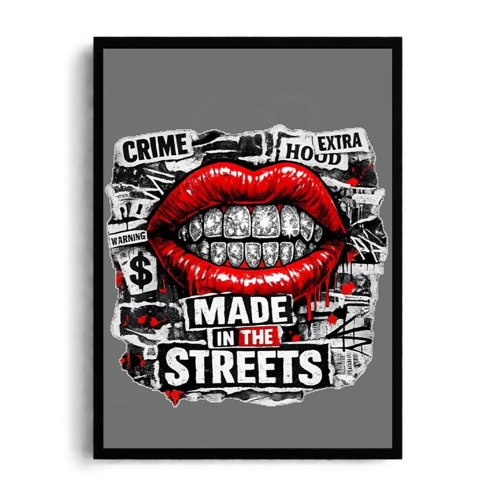 Made In The Streets" Diamond Grillz Streetwear Graphic Art Poster