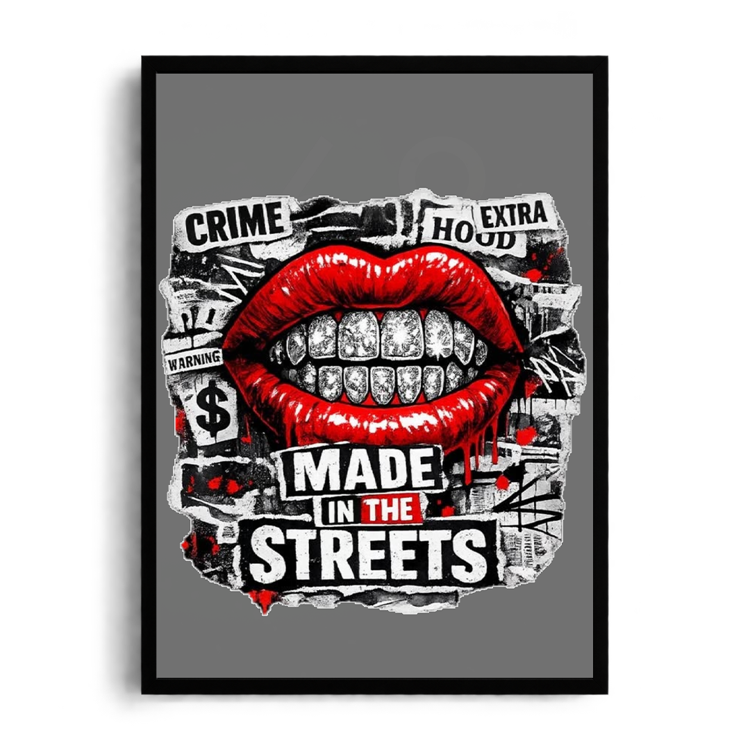 Made In The Streets" Diamond Grillz Streetwear Graphic Art Poster