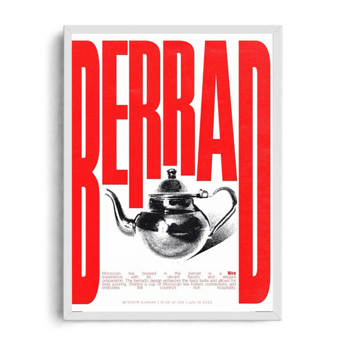 "BERRAD Moroccan Tea Heritage" Modernist Typography Framed Graphic Art Poster
