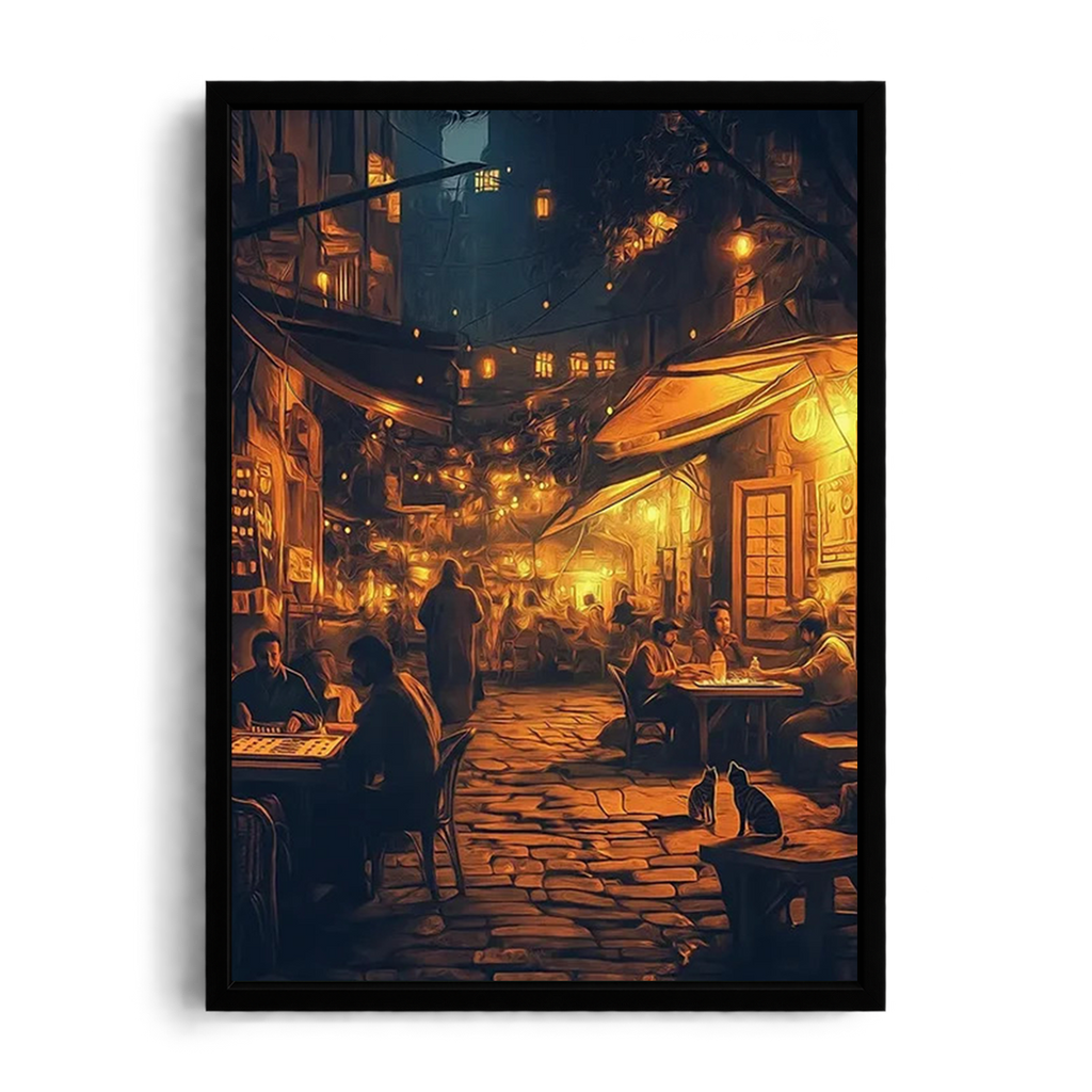 Oriental Night Cafe Scene Framed Art Print