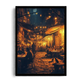 Oriental Night Cafe Scene Framed Art Print