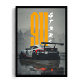 Porsche 911 GT3 RS Minimalist Yellow Typographic Framed Art