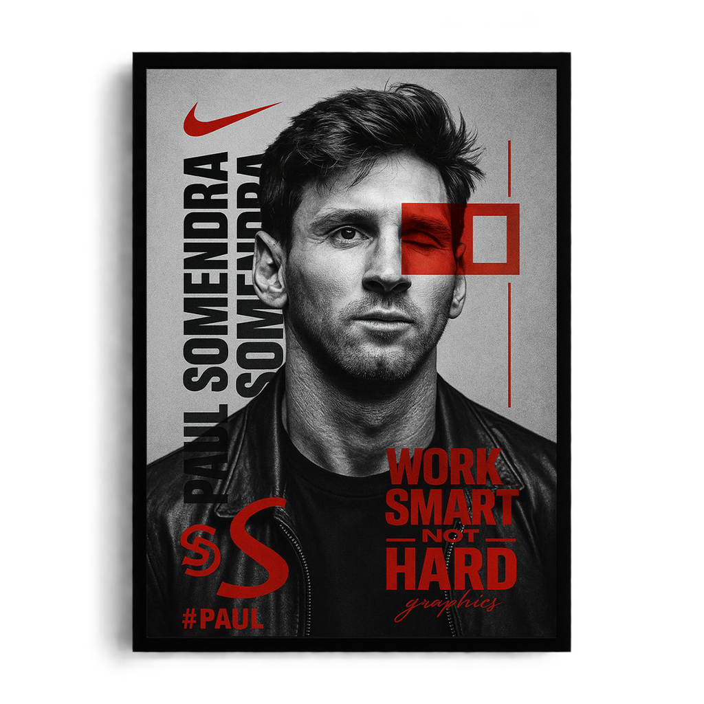 Lionel Messi - Work Smart Not Hard" Sports Graphic Art Poster