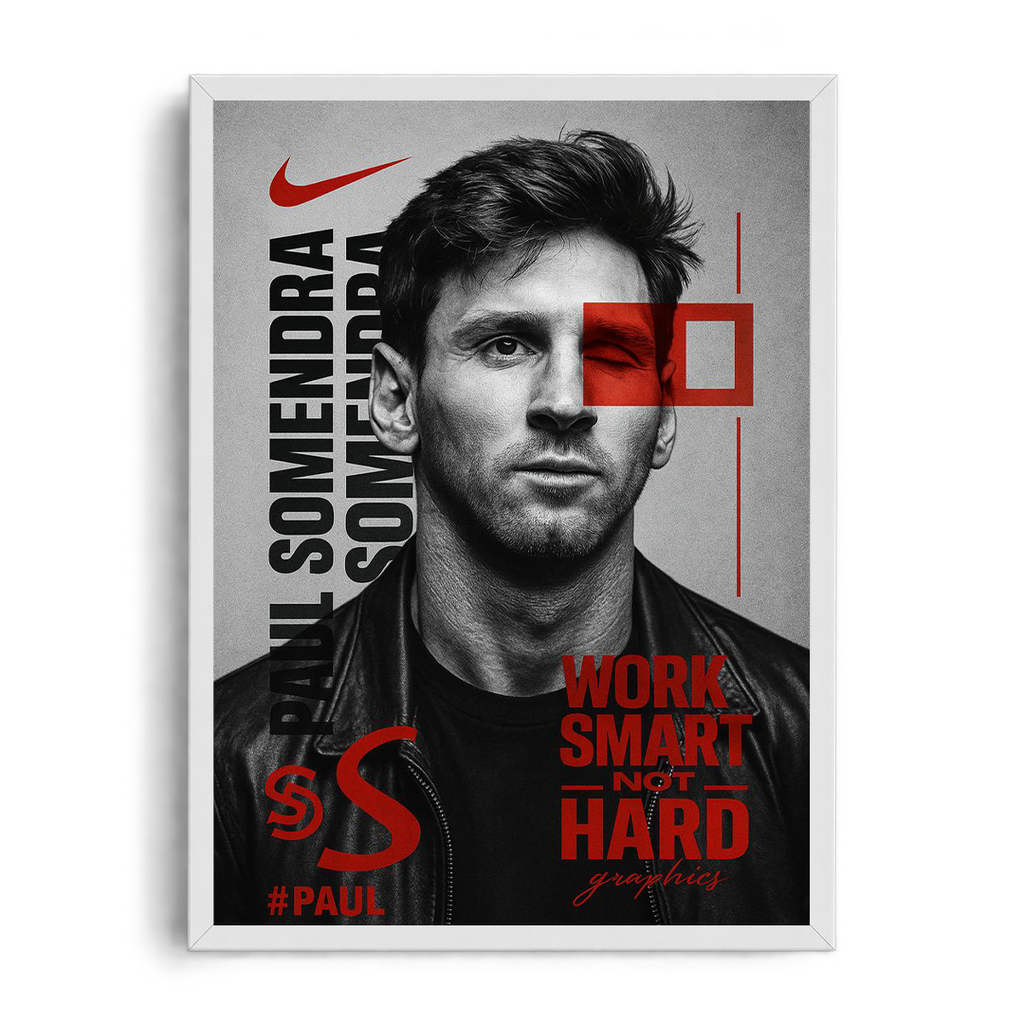 Lionel Messi - Work Smart Not Hard" Sports Graphic Art Poster