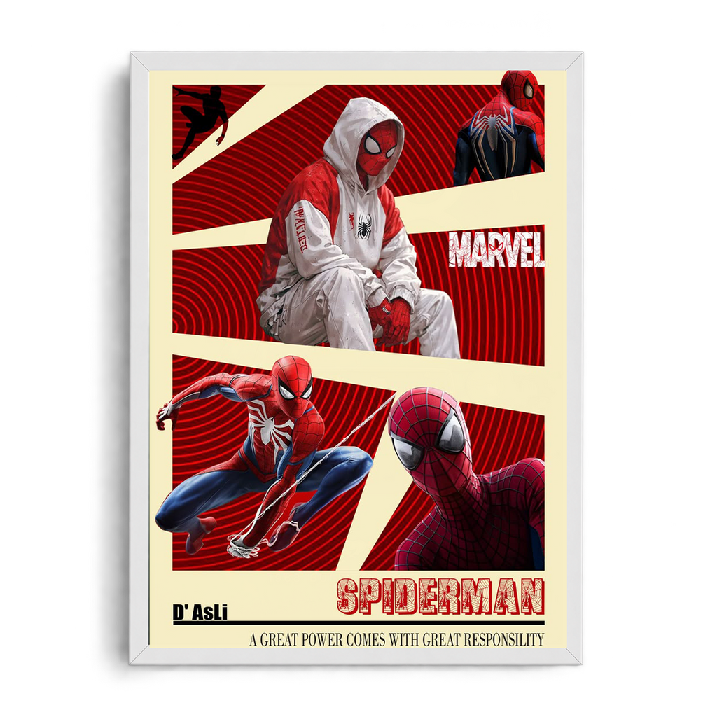 Spider-Man Multiverse Red Panels & Hoodie Edition Framed Art⁠