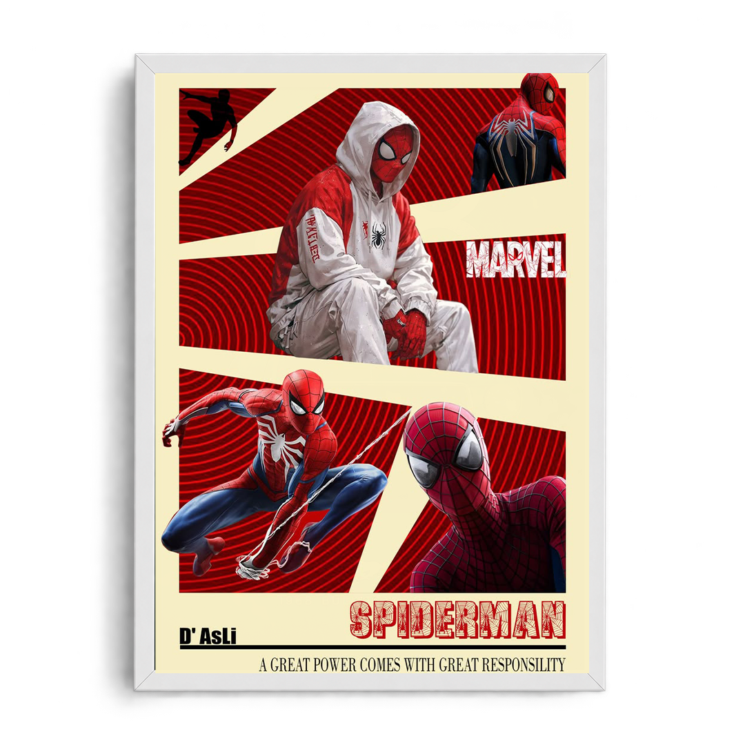 لوحة فنية مؤطرة Spider-Man Multiverse Red Panels & Hoodie Edition