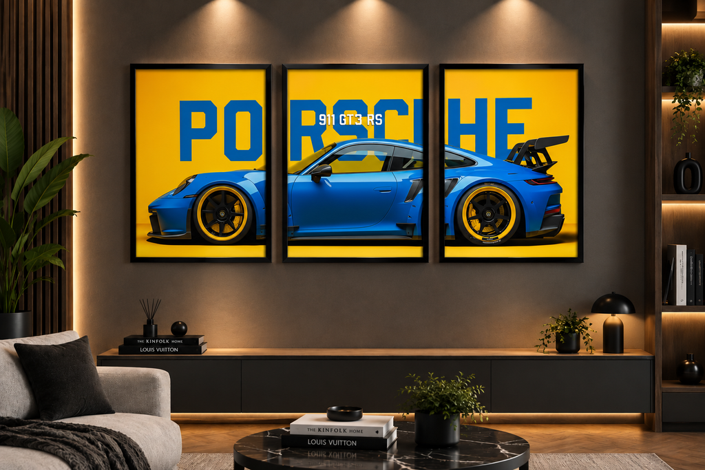 Porsche 911 GT3 RS" Vivid Triptych 3-Piece Automotive Gallery Wall Art Set