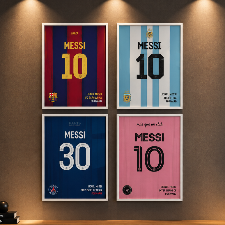 Messi Career Legacy" Lionel Messi 4-Piece Jersey Gallery Wall Art Set