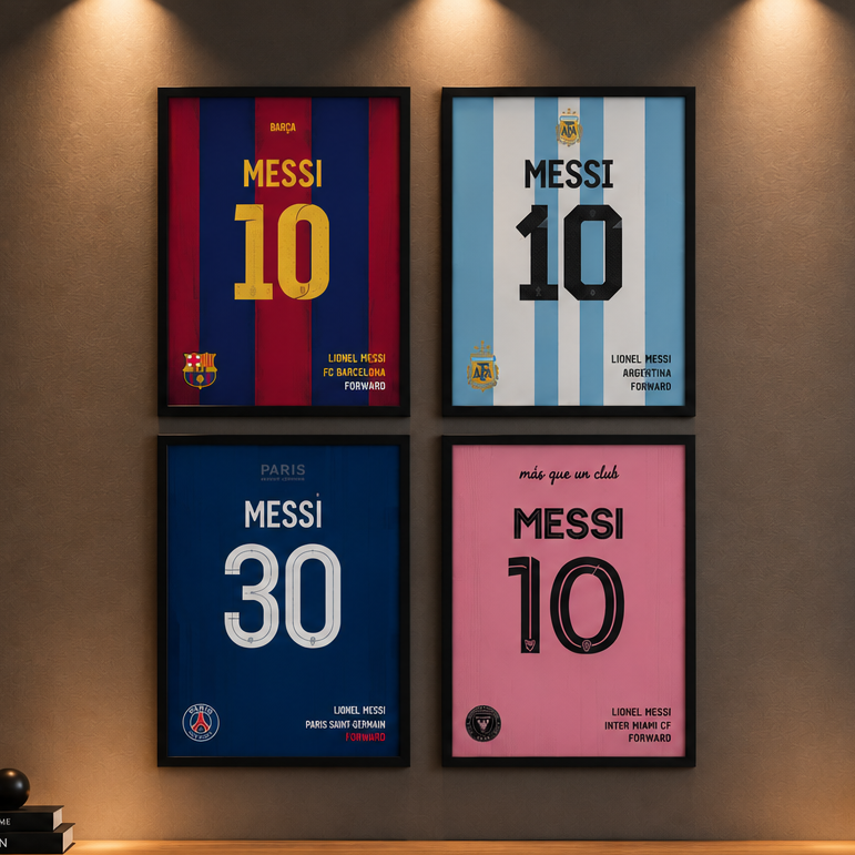 Messi Career Legacy" Lionel Messi 4-Piece Jersey Gallery Wall Art Set