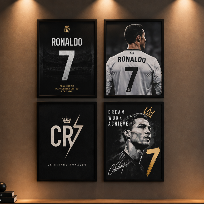 CR7 The Legend" Cristiano Ronaldo Football Royalty 4-Piece Gallery Wall Art Set