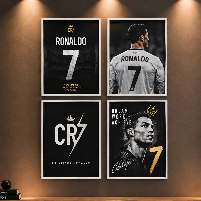CR7 The Legend" Cristiano Ronaldo Football Royalty 4-Piece Gallery Wall Art Set