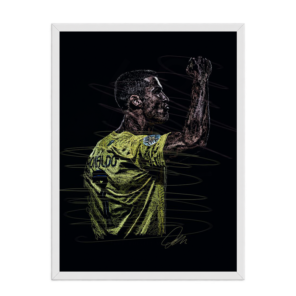 Cristiano Ronaldo Al Nassr Scribble Art Framed Print