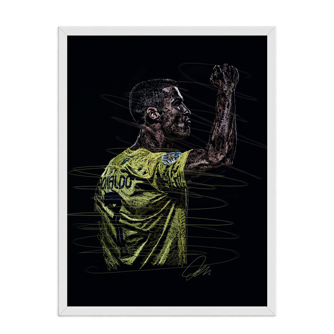 Cristiano Ronaldo Al Nassr Scribble Art Framed Print