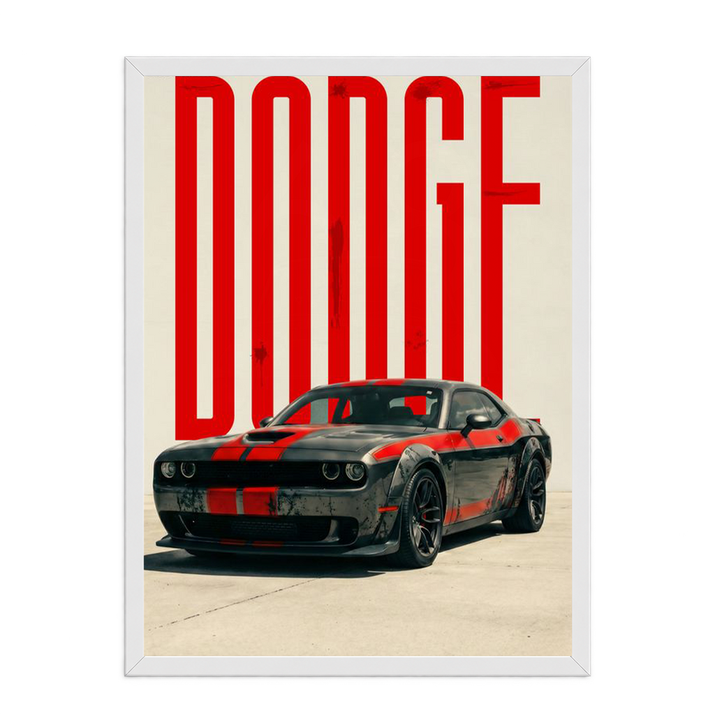 Dodge Challenger SRT Hellcat Red & Black Framed Art Print