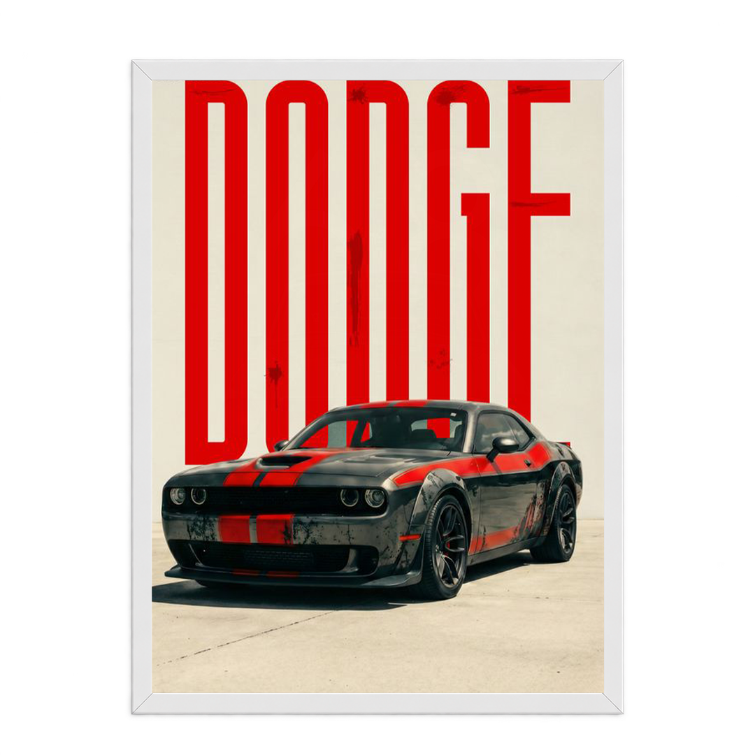 Dodge Challenger SRT Hellcat Red & Black Framed Art Print