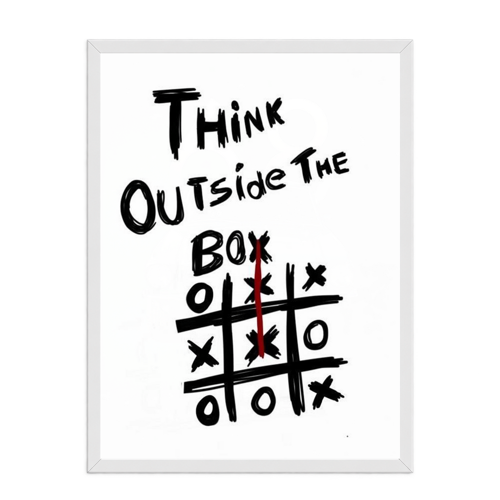 Think Outside The Box Inspirational Tic-Tac-Toe Framed Art Print