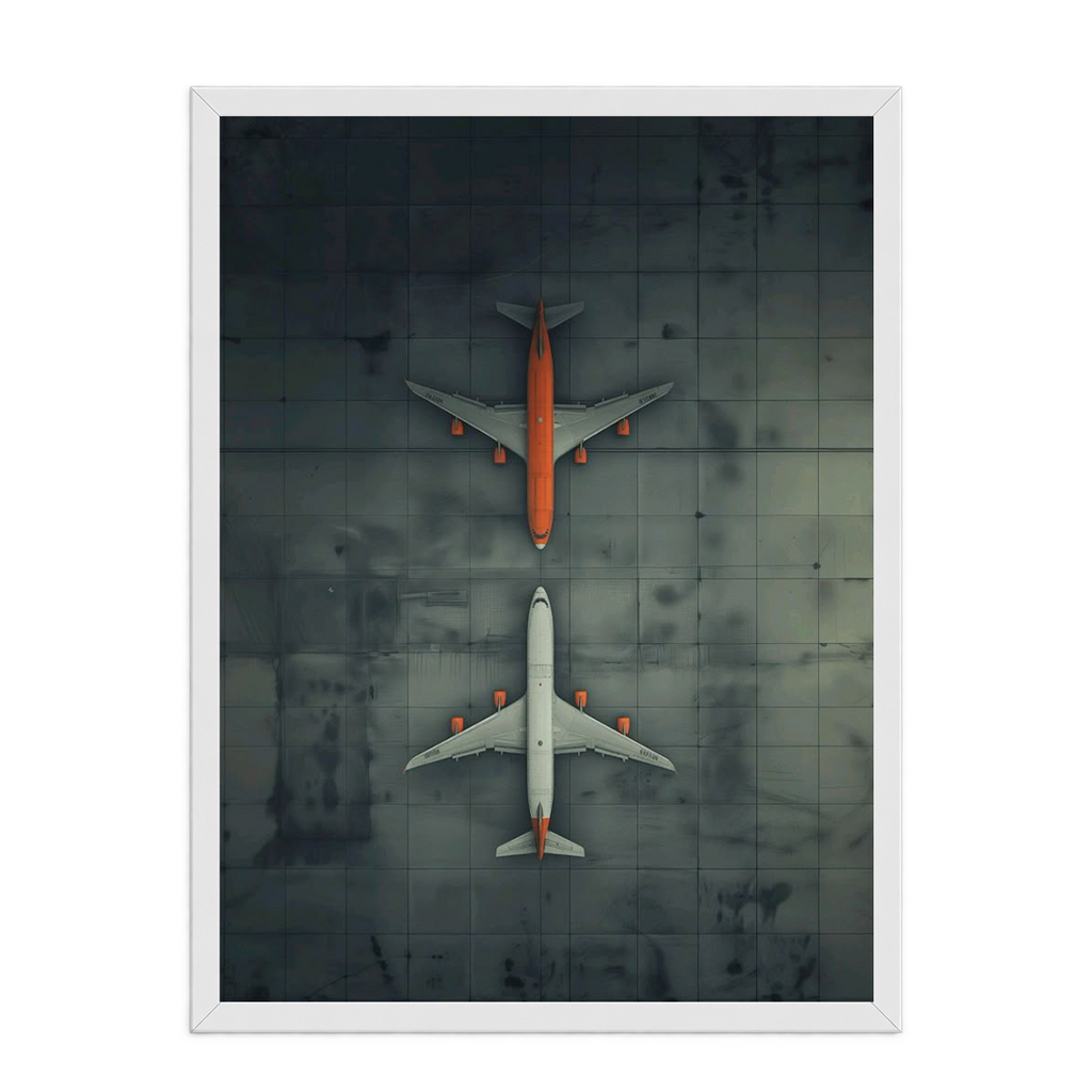 Top-Down Aerial Aircraft & Runway Tarmac Framed Art Print